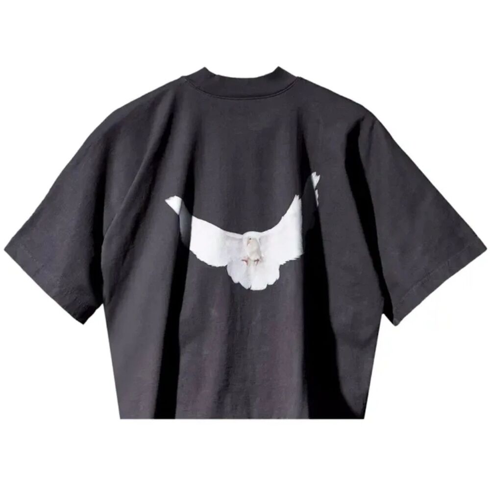 Yeezy Black Short-Sleeve Tee with White Dove Back Graphic